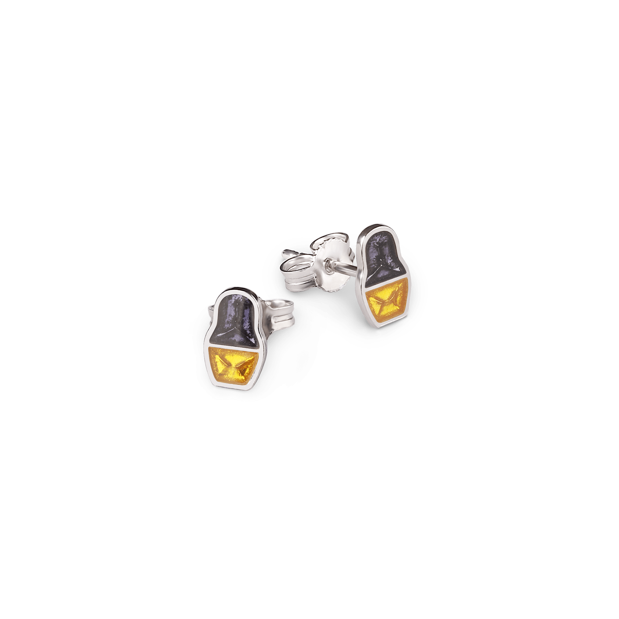 СЕРЬГИ MATRYOSHKA COLOR GLOSS S GRAY / YELLOW