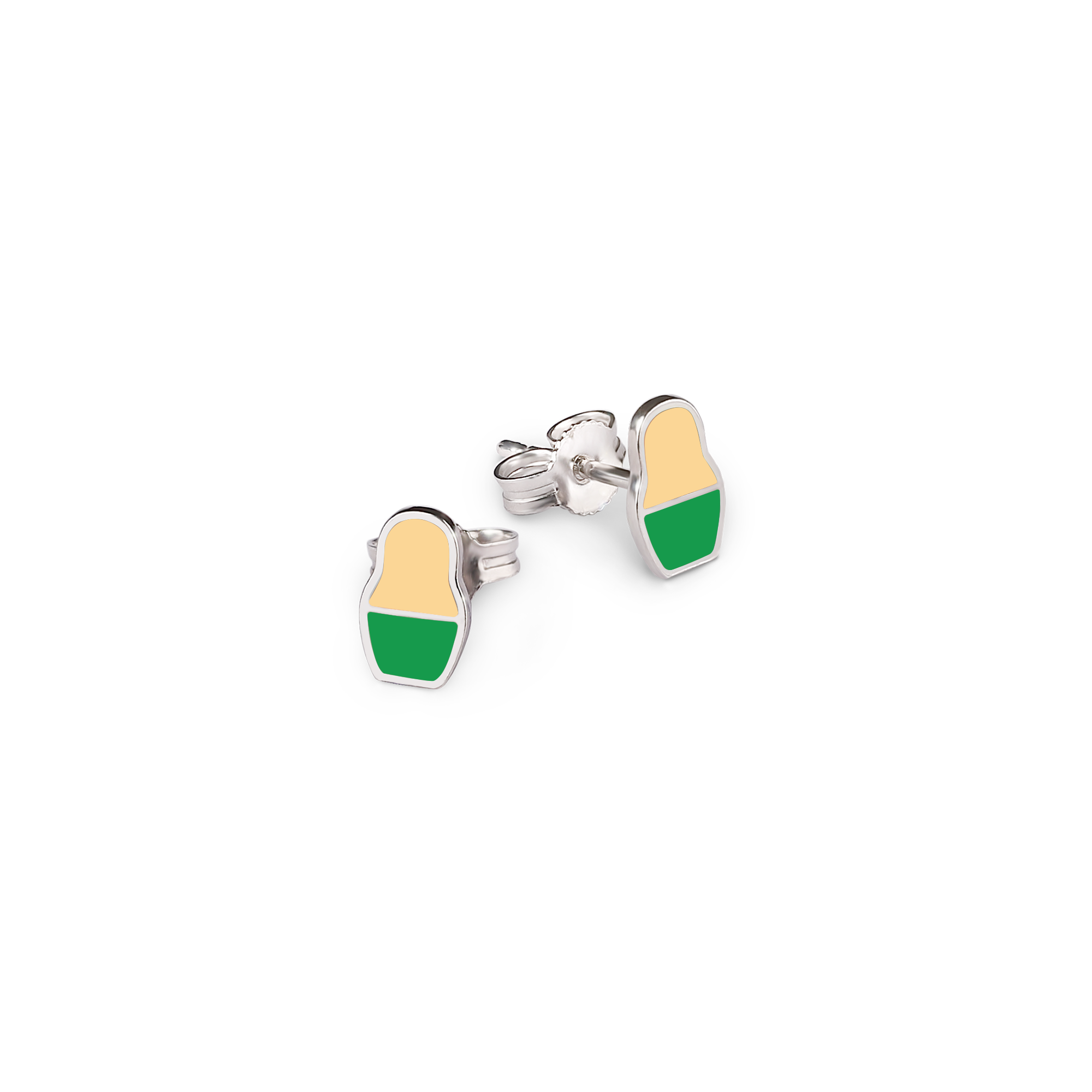 СЕРЬГИ MATRYOSHKA COLOR MATT S BEIGE / GREEN